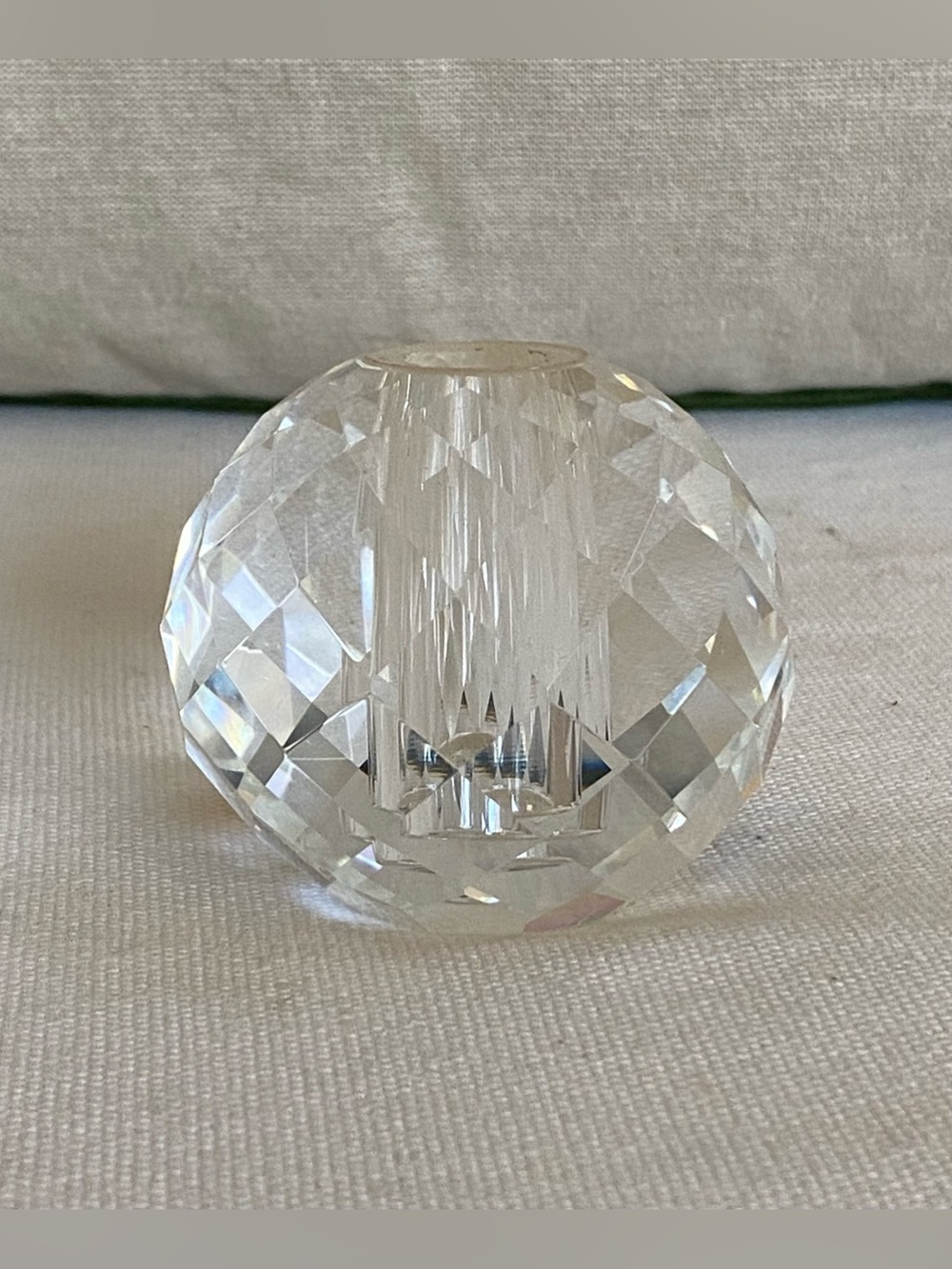 Oleg Cassini Vintage Crystal Faceted Ball Candle Holder Paperweight